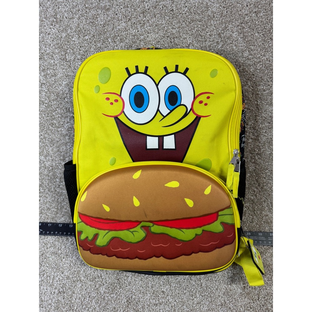 SpongeBob SquarePants Krabby Patty Backpack Yellow Black Kids School Bag
